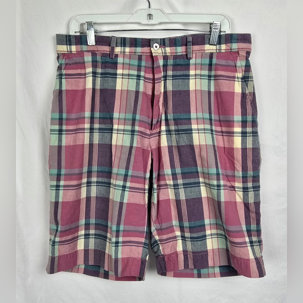 Polo Ralph Lauren Bradberry Fit India Madras Plaid Bermuda Shorts Men's sz 35